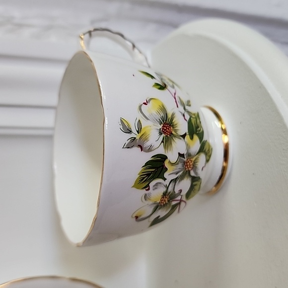 Vintage Delphine White Dogwood Cup and Saucer. Canadian Dogwood Design England - Picture 3 of 7
